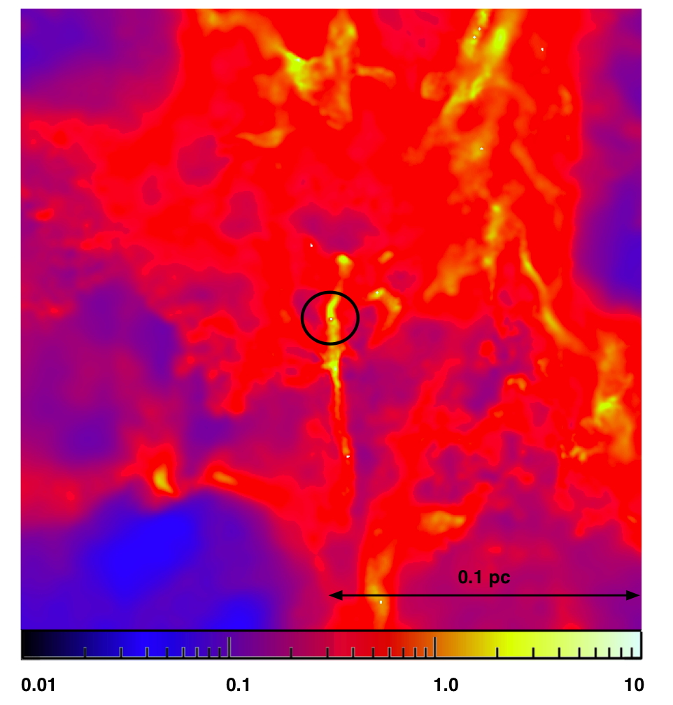 column density seen at centre of core.